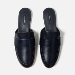 Zara Navy Loafer Mules